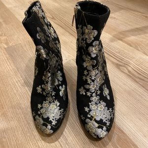 Karl Lagerfeld Black Floral Booties